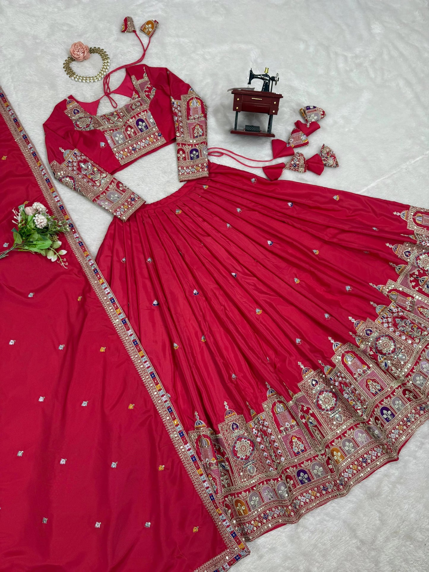 Taj-Maroon Trendy Sequence & Thread Work Maroon Lehenga Choli