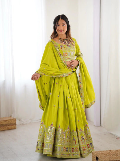 Taj-Green Designer Embroidery Lehenga Choli