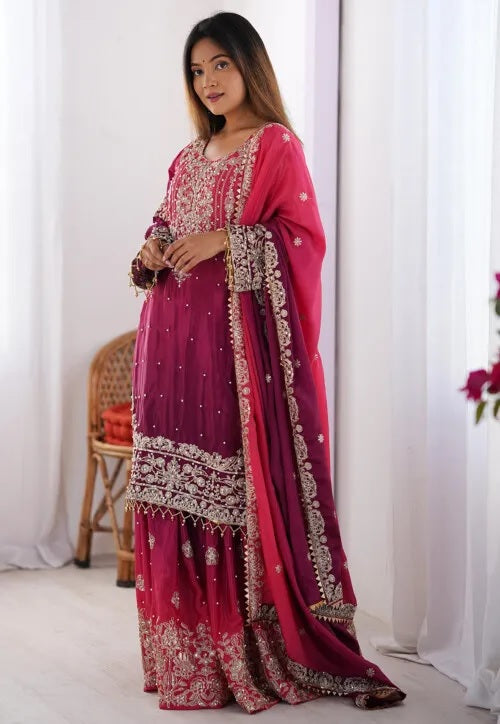 Peding-Rani Sequence Work Beads & Stones Sharara Suit