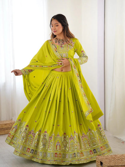 Taj-Green Designer Embroidery Lehenga Choli