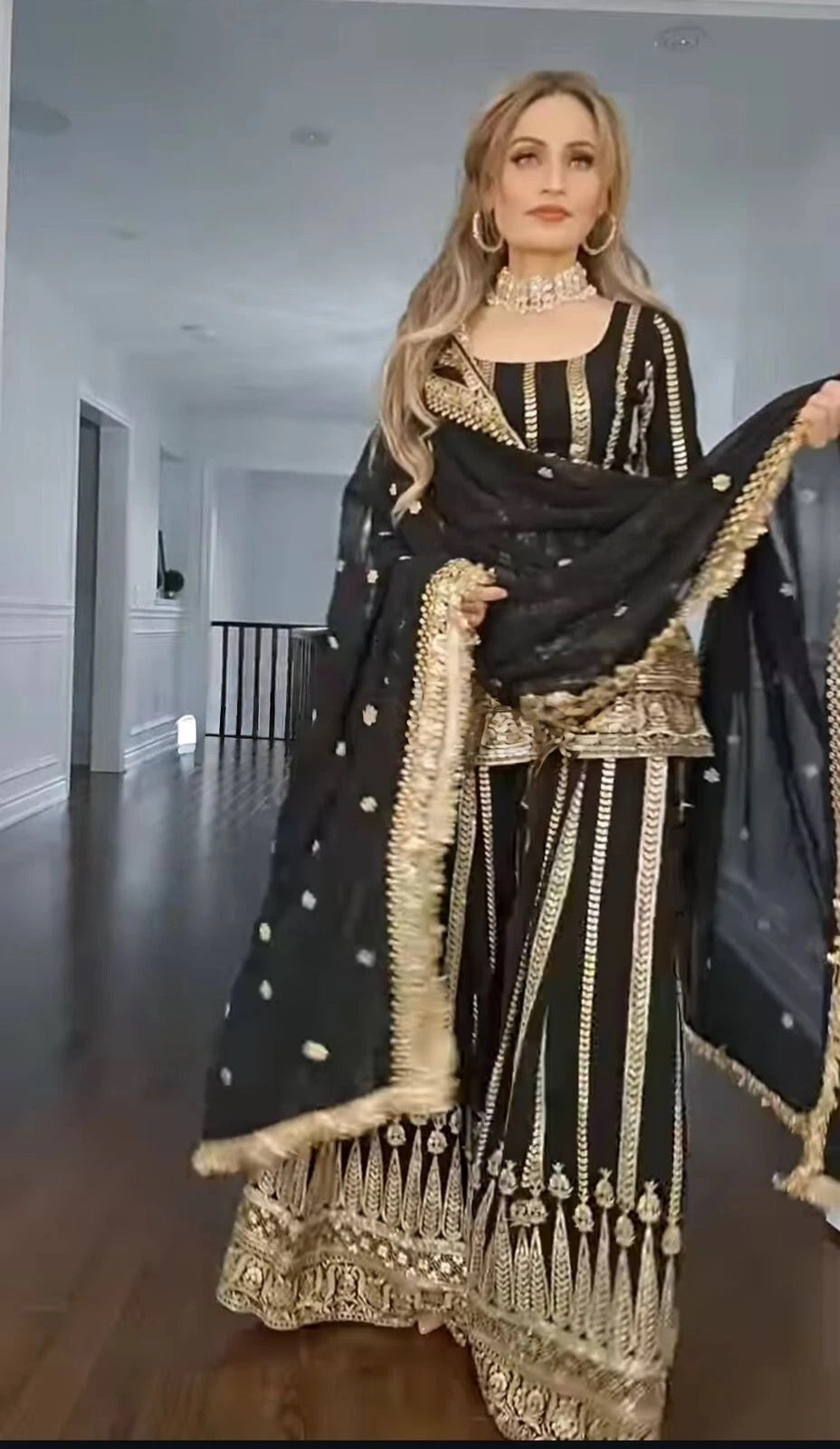 Zoya-Black Elegant Georgette Kurta Plazzo Set With Sequence Work and Fancy Dupatta