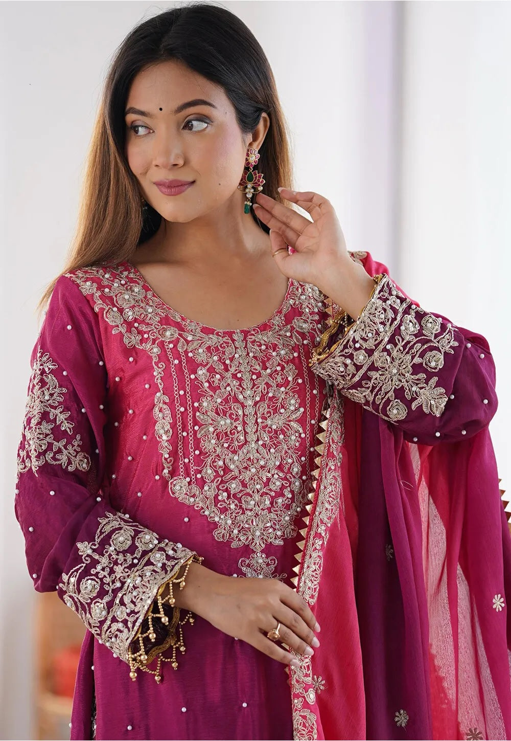 Peding-Rani Sequence Work Beads & Stones Sharara Suit