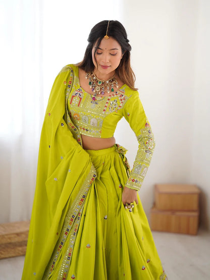 Taj-Green Designer Embroidery Lehenga Choli