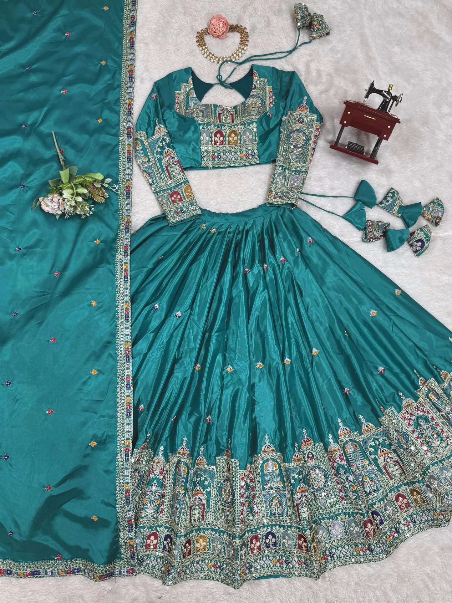 Taj-Rama Traditional Sequence & Embroidery Work Lehenga