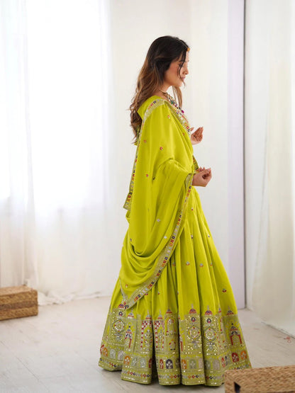 Taj-Green Designer Embroidery Lehenga Choli