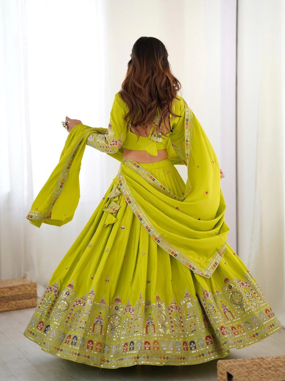 Taj-Green Designer Embroidery Lehenga Choli