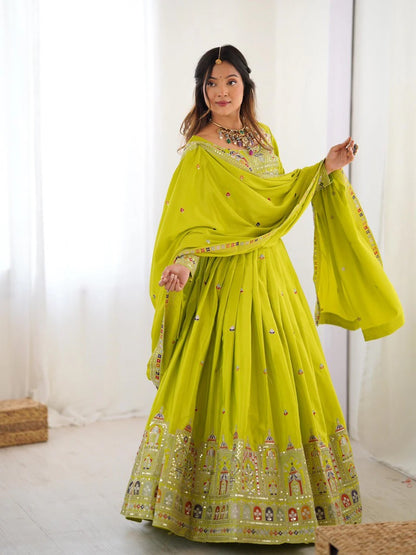 Taj-Green Designer Embroidery Lehenga Choli