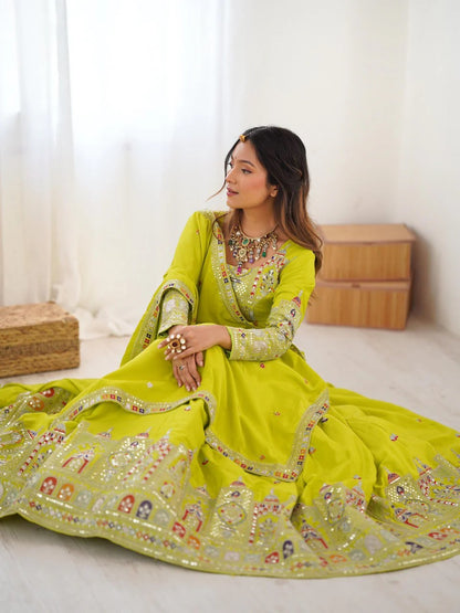 Taj-Green Designer Embroidery Lehenga Choli