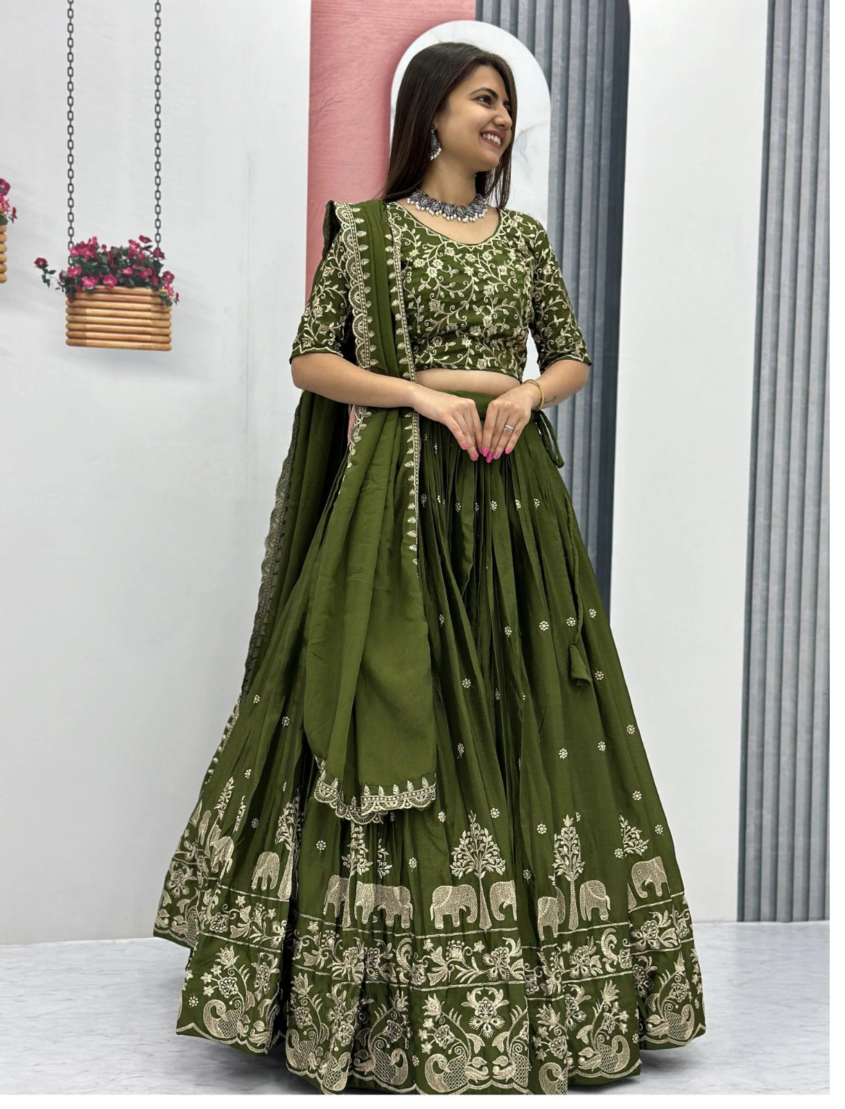 Hathi-Green-Lehenga