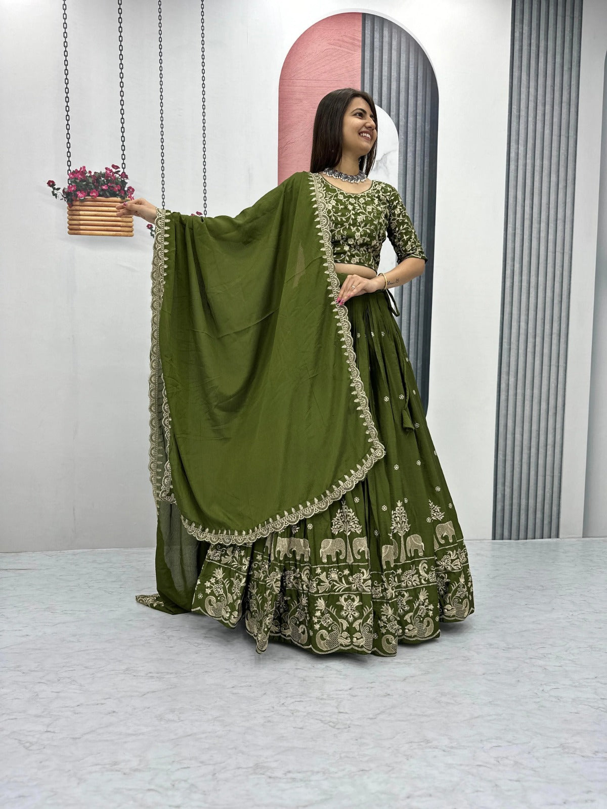 Hathi-Green-Lehenga